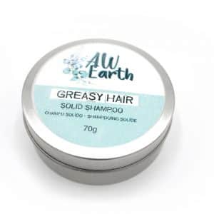 Solid shampoo for greasy hair in container closed