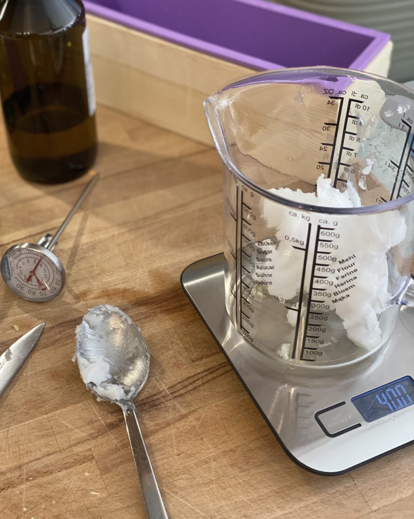 Coconut Oil being weighed