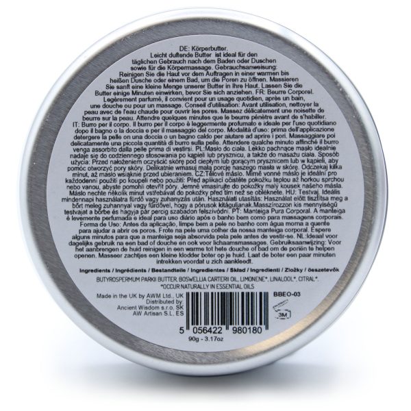 Frankincense Shea Body Butter Base with ingredients