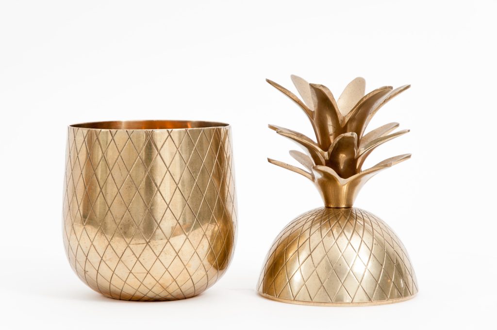 Brass Pineapple can be used for bathroom storage